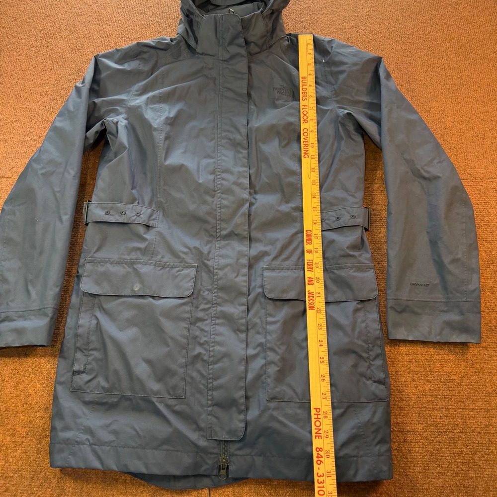 The North Face DryVent Rain Parka Jacket Womens Medium Navy Blue Hooded Coat - Picture 5 of 7